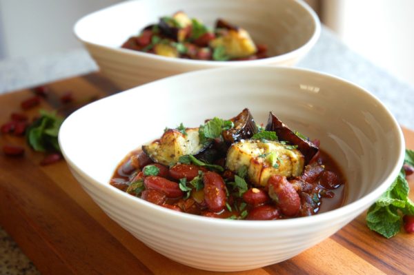 Afghan-inspired vegan kidney bean slow cooker casserole