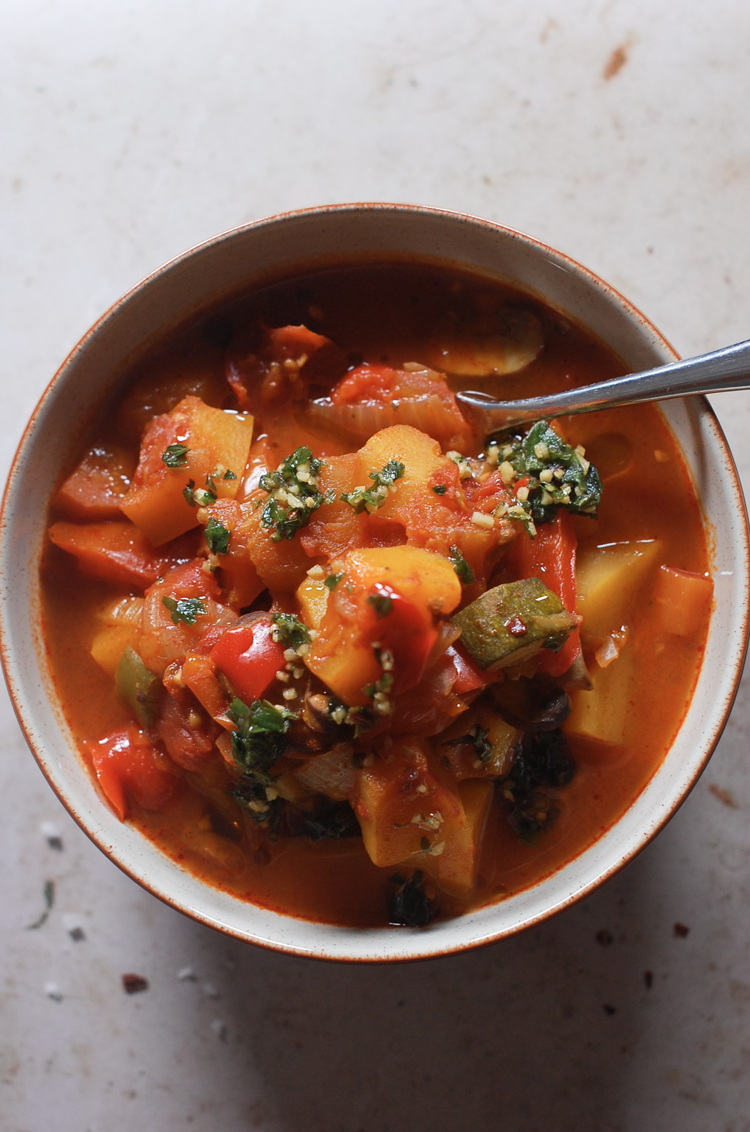 Mediterranean Vegetable Stew with Chimichurri