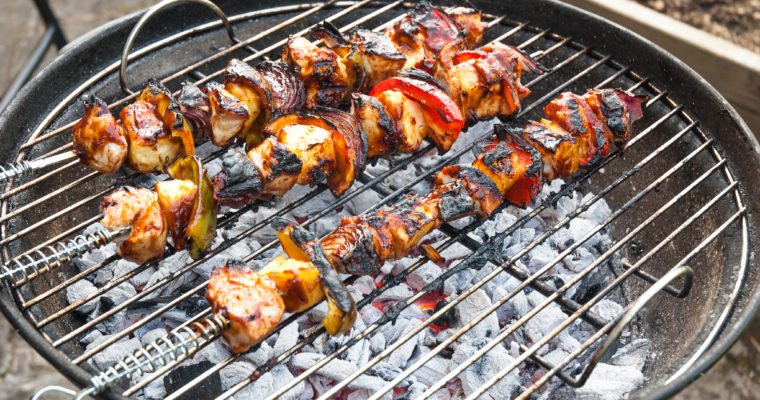 Chicken kebabs on the bbq