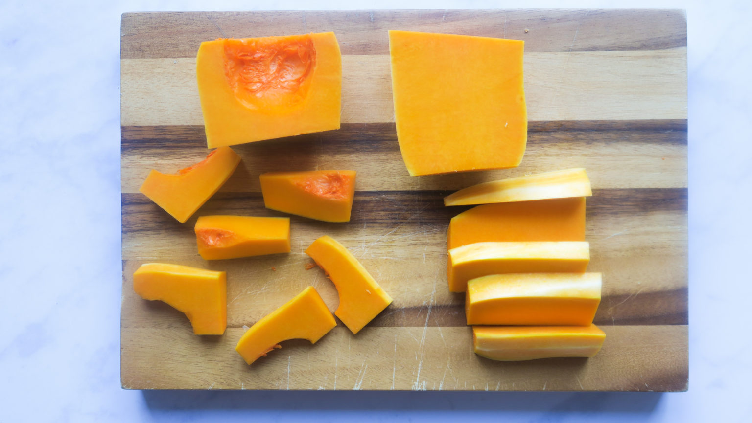 Butternut cut into sections