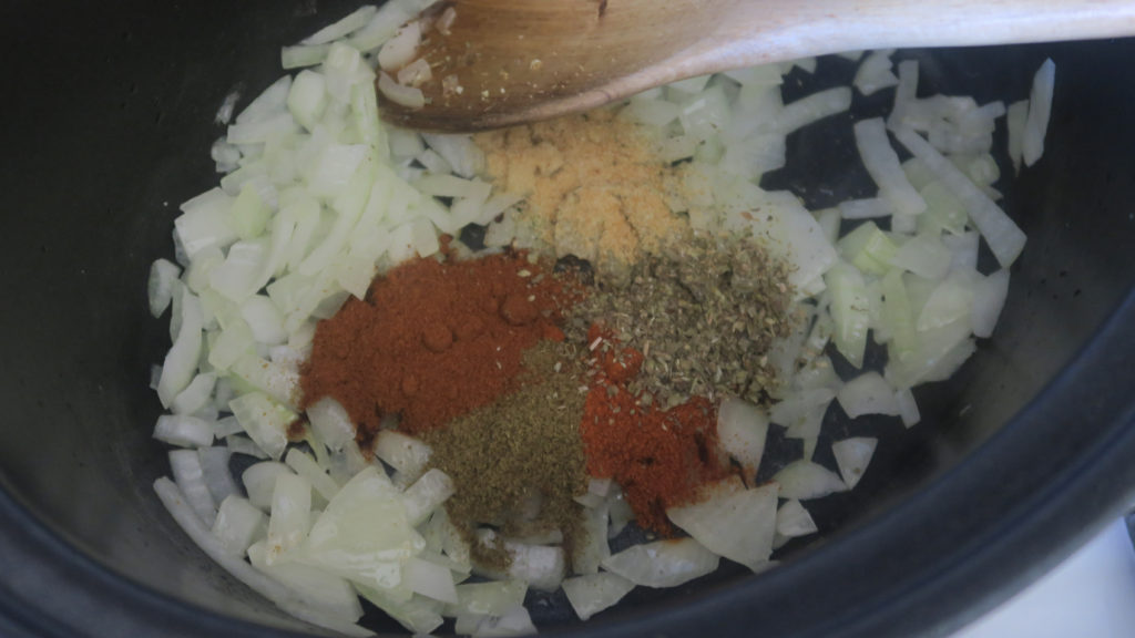 Onions with the spices added