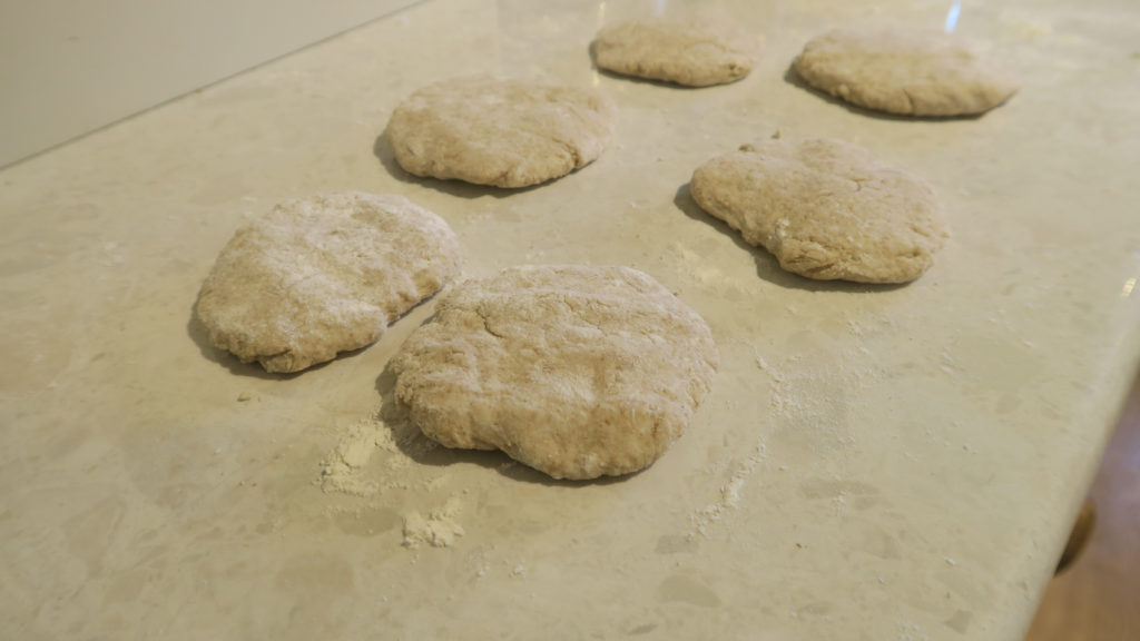 6 equal pieces of dough 