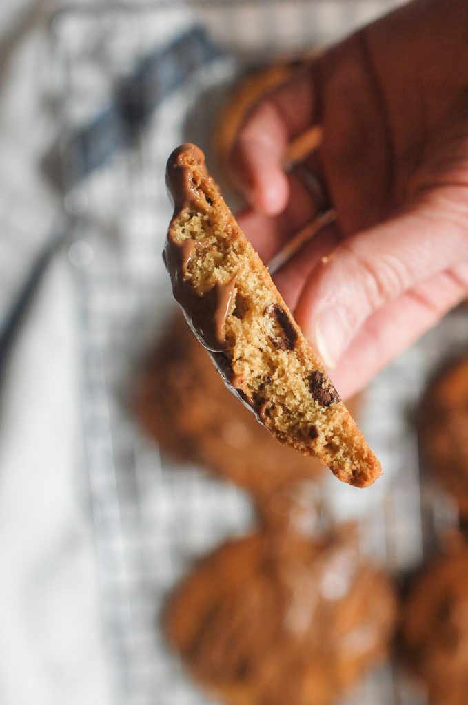 Half a crisp peanut butter cookies