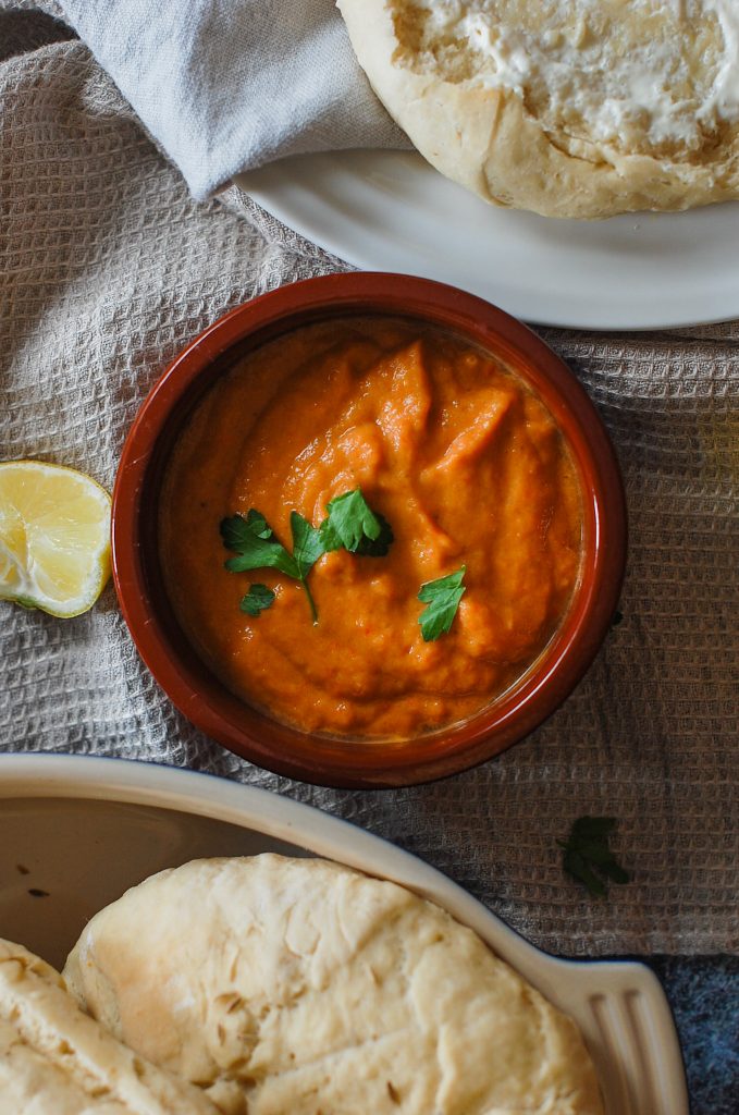red pepper sauce in a bowl