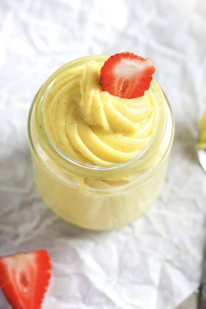 A jar of pastry cream
